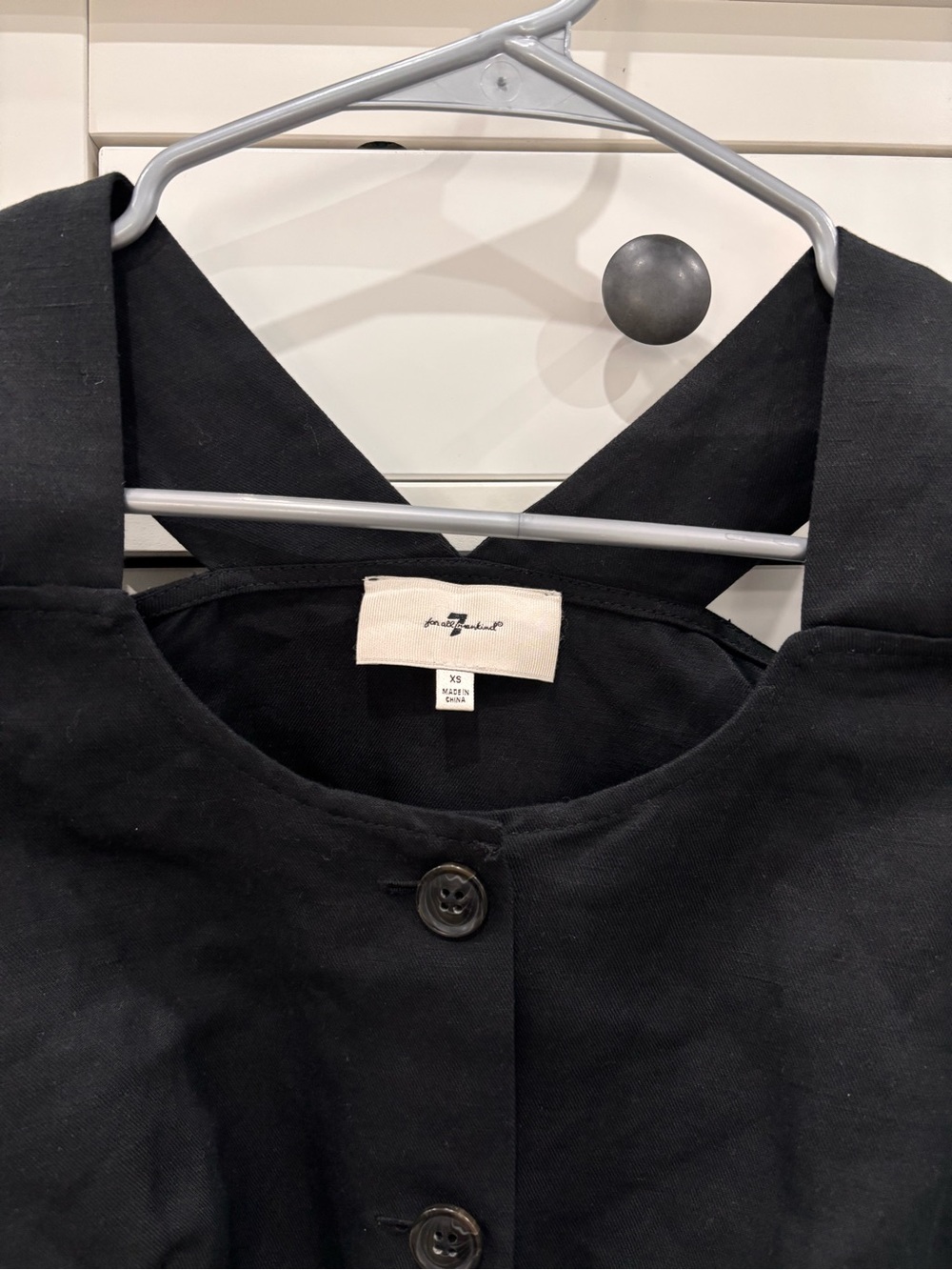 7 for all mankind Short Sleeve Buttoned Top with Belt - Picture 2 of 4